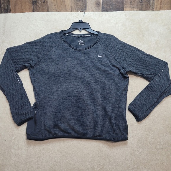 Nike Running Dri-FIT Pullover Top Thumb Holes Reflective XL Workout‎ Activewear - Picture 1 of 8